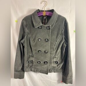 Y2K Style Artsy Corduroy Chunky Button Collared Jacket Faded Gray Women’s Size L